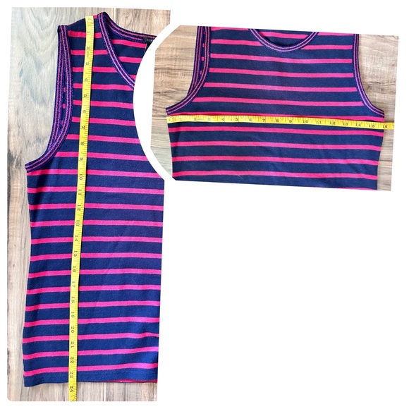 J. Crew Blue- Red Striped Sleeveless Women’s Knit Top Size M - Picture 8 of 9